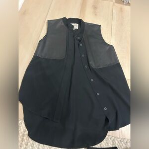 Sea New York Black Leather-Trimmed Shirt